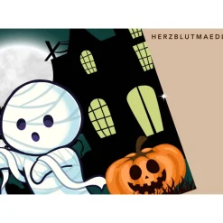Gruselige Halloween Haus Deko - Türschild als Print in DIN A4 | Gruselige Mumienmotive | Kinder-Halloweenparty | Hallowe