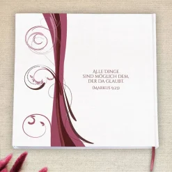 Gästebuch & Album zur Kommunion mit Fischen und Wellen in Beere / Bordeaux | Kommunionbuch personalisiert mit Name