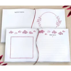 Gästebuch & Album zur Kommunion mit Fischen und Wellen in Beere / Bordeaux | Kommunionbuch personalisiert mit Name