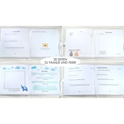 Gästebuch & Album zur Taufe mit Pusteblume & Schirmen in minimamistischem, edlem Grau