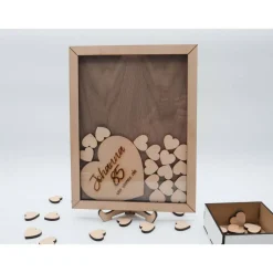 Gästebuch aus Holz für Hochzeit, Geburtstag und Jubiläum, personalisierbar aus edlem Nussbaum Holz und Ahorn/Buchen Holz