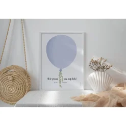 Gästebuch Babyparty Poster Ballon blau  - Fingerabdruck Gästebuch - Gästebuch Babyshower - Baby Andenken Poster - Babypa