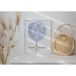 Gästebuch Babyparty Poster Ballon blau  - Fingerabdruck Gästebuch - Gästebuch Babyshower - Baby Andenken Poster - Babypa