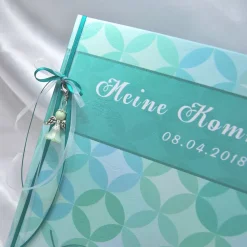 Gästebuch Erstkommunion Kommunion Taufe Türkis kirchlich Fisch Schutzengel personalisiert Taufgästebuch Taufbuch Kommunionsbuch Taufgeschenk