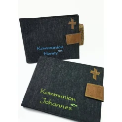 Gästebuch Fotoalbum aus Filz mit Korkkreuz zur Konfirmation Kommunion