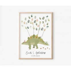 Gästebuch Geburtstag Dino Poster - Fingerabdruck Gästebuch - Gästebuch Geburtstag - Kind Andenken Dinosaurier - Dinopart