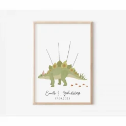 Gästebuch Geburtstag Dino Poster - Fingerabdruck Gästebuch - Gästebuch Geburtstag - Kind Andenken Dinosaurier - Dinopart