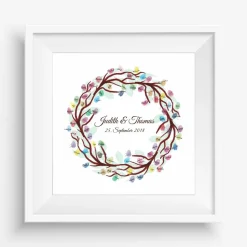 Gästebuch Hochzeit Fingerabdruck Leinwand Personalisiert Ring Brautpaar Geschenk Hochzeitsdekoration Namen 50x50 cm Hochzeitsgeschenk