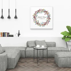 Gästebuch Hochzeit Fingerabdruck Leinwand Personalisiert Ring Brautpaar Geschenk Hochzeitsdekoration Namen 50x50 cm Hochzeitsgeschenk