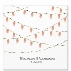Gästebuch Hochzeit Fingerabdruck Leinwand Personalisiert Girlande Brautpaar Geschenk Hochzeitsdekoration Namen 50x50 cm Keilrahmen