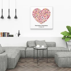 Gästebuch Hochzeit Fingerabdruck Leinwand Personalisiert Herz Brautpaar Geschenk Hochzeitsdekoration Namen 50x50 cm Keilrahmen