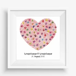 Gästebuch Hochzeit Fingerabdruck Leinwand Personalisiert Herz Brautpaar Geschenk Hochzeitsdekoration Namen 50x50 cm Keilrahmen