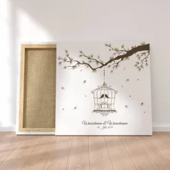 Gästebuch Hochzeit Fingerabdruck Leinwand Personalisiert Herz Brautpaar Geschenk Hochzeitsdekoration Namen 50x50 cm Keilrahmen Wedding Tree