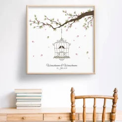 Gästebuch Hochzeit Fingerabdruck Leinwand Personalisiert Herz Brautpaar Geschenk Hochzeitsdekoration Namen 50x50 cm Keilrahmen Wedding Tree