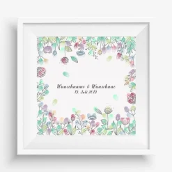 Gästebuch Hochzeit Fingerabdruck Leinwand Personalisiert Blumenring Brautpaar Geschenk Hochzeitsdekoration Namen 50x50 cm Wedding Tree