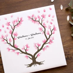 Gästebuch Hochzeit Fingerabdruck Leinwand Personalisiert Herz Baum Geschenk Hochzeitsdekoration Namen 50x50 cm Keilrahmen Wedding Tree