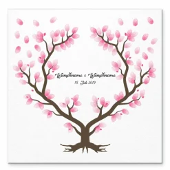 Gästebuch Hochzeit Fingerabdruck Leinwand Personalisiert Herz Baum Geschenk Hochzeitsdekoration Namen 50x50 cm Keilrahmen Wedding Tree