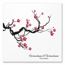 Gästebuch Hochzeit Fingerabdruck Leinwand Personalisiert Chinese Cherry Brautpaar Geschenk Hochzeitsdekoration Namen 50x50 cm Keilrahmen