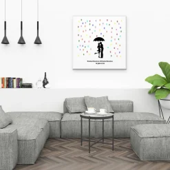Gästebuch Hochzeit Fingerabdruck Leinwand Personalisiert Regentropfen Kuss Brautpaar Geschenk Hochzeitsdekoration Namen 50x50 cm Keilrahmen