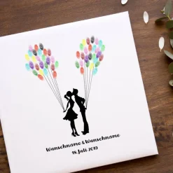 Gästebuch Hochzeit Fingerabdruck Leinwand Personalisiert Kuss Wedding Tree Brautpaar Geschenk Hochzeitsdekoration Namen 50x50 cm Keilrahmen