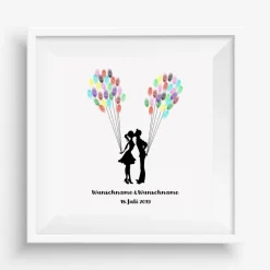 Gästebuch Hochzeit Fingerabdruck Leinwand Personalisiert Kuss Wedding Tree Brautpaar Geschenk Hochzeitsdekoration Namen 50x50 cm Keilrahmen