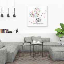 Gästebuch Hochzeit Fingerabdruck Fahrrad Bike Leinwand Personalisiert Brautpaar Geschenk Hochzeitsdekoration Namen 50x50 cm Keilrahmen