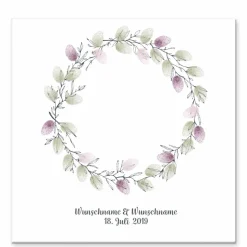 Gästebuch Hochzeit Fingerabdruck Leinwand Personalisiert Blumenkranz Brautpaar Geschenk Hochzeitsdekoration Namen 50x50 cm Keilrahmen