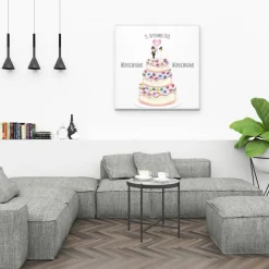 Gästebuch Hochzeit Fingerabdruck Leinwand Personalisiert Hochzeitstorte Brautpaar Geschenk Hochzeitsdekoration Namen 50x50 cm Keilrahmen