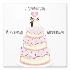 Gästebuch Hochzeit Fingerabdruck Leinwand Personalisiert Hochzeitstorte Brautpaar Geschenk Hochzeitsdekoration Namen 50x50 cm Keilrahmen