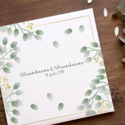 Gästebuch Hochzeit Fingerabdruck Leinwand Personalisiert Blumen Brautpaar Geschenk Hochzeitsdekoration Namen 50x50 cm Wedding Tree