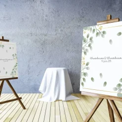 Gästebuch Hochzeit Fingerabdruck Leinwand Personalisiert Blumen Brautpaar Geschenk Hochzeitsdekoration Namen 50x50 cm Wedding Tree