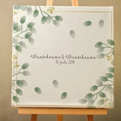 Gästebuch Hochzeit Fingerabdruck Leinwand Personalisiert Blumen Brautpaar Geschenk Hochzeitsdekoration Namen 50x50 cm Wedding Tree
