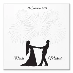 Gästebuch Hochzeit Fingerabdruck Leinwand Personalisiert Brautpaar Feuerwerk Brautpaar Geschenk Hochzeitsdekoration Namen 50x50 cm