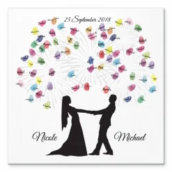 Gästebuch Hochzeit Fingerabdruck Leinwand Personalisiert Brautpaar Feuerwerk Brautpaar Geschenk Hochzeitsdekoration Namen 50x50 cm