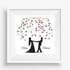 Gästebuch Hochzeit Fingerabdruck Leinwand Personalisiert Brautpaar Feuerwerk Brautpaar Geschenk Hochzeitsdekoration Namen 50x50 cm