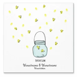 Gästebuch Hochzeit Fingerabdruck Leinwand Personalisiert Glühwürmchen Brautpaar Wedding Tree Namen 50x50 cm Hochzeitsgeschenk