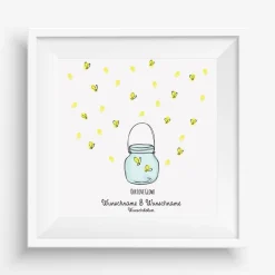 Gästebuch Hochzeit Fingerabdruck Leinwand Personalisiert Glühwürmchen Brautpaar Wedding Tree Namen 50x50 cm Hochzeitsgeschenk