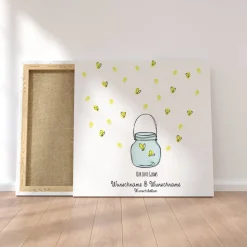 Gästebuch Hochzeit Fingerabdruck Leinwand Personalisiert Glühwürmchen Brautpaar Wedding Tree Namen 50x50 cm Hochzeitsgeschenk