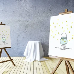 Gästebuch Hochzeit Fingerabdruck Leinwand Personalisiert Glühwürmchen Brautpaar Wedding Tree Namen 50x50 cm Hochzeitsgeschenk