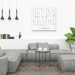 Gästebuch Hochzeit Leinwand Personalisiert Herzen Wedding Tree Fingerabdruck Geschenk Hochzeitsdekoration Namen 50x50 cm Baum