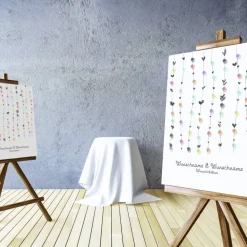 Gästebuch Hochzeit Leinwand Personalisiert Herzen Wedding Tree Fingerabdruck Geschenk Hochzeitsdekoration Namen 50x50 cm Baum