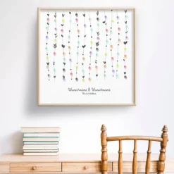 Gästebuch Hochzeit Leinwand Personalisiert Herzen Wedding Tree Fingerabdruck Geschenk Hochzeitsdekoration Namen 50x50 cm Baum