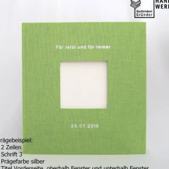 Gästebuch, kiwi hellgrün, personalisierbar, ca. 24 x 24 cm, Büttenpapier