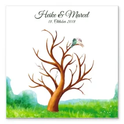 Gästebuch Leinwand zur Hochzeit personalisiert – Wedding Tree Fingerabdruck mit Namen – Hochzeitsgeschenk für Braut & Br