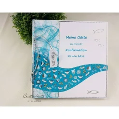 Gästebuch WELLE TÜRKIS Kommunion Taufe Konfirmatio