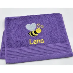 Gästehandtuch ( 30 x 50 cm ) + Biene Motiv Nr. 102 + Name / Kinderhandtuch