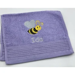 Gästehandtuch ( 30 x 50 cm ) + Biene Motiv Nr. 102 + Name / Kinderhandtuch