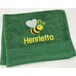 Gästehandtuch ( 30 x 50 cm ) + Biene Motiv Nr. 102 + Name / Kinderhandtuch