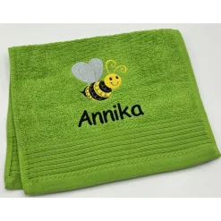 Gästehandtuch ( 30 x 50 cm ) + Biene Motiv Nr. 102 + Name / Kinderhandtuch