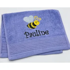 Gästehandtuch ( 30 x 50 cm ) + Biene Motiv Nr. 102 + Name / Kinderhandtuch
